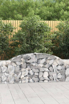 vidaXL 3146494 - Arched Gabion Baskets 11 pcs 300x30x60/80 cm Galvanised Iron