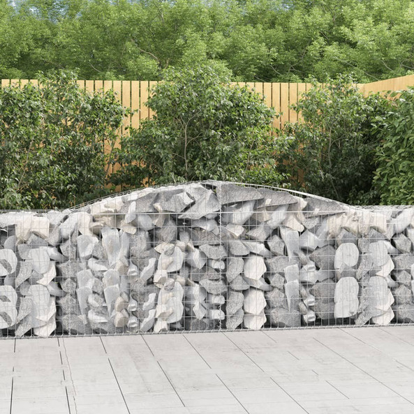 vidaXL 3146985 - Arched Gabion Baskets 4 pcs 400x50x80/100 cm Galvanised Iron