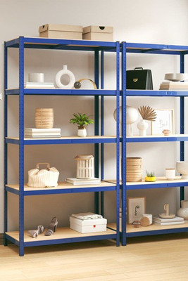vidaXL 3154212 - 5-Layer Shelves 2 pcs Steel&Engineered Wood