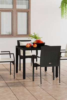 vidaXL 319879 - Garden Chairs with Cushions 4 pcs Poly Rattan