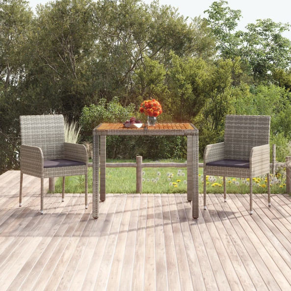 vidaXL 319898 - Garden Table with Wooden Top 90x90x75 cm Poly Rattan