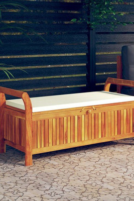 vidaXL 319715 - Garden Storage Bench with Cushion 126 cm Solid Wood Acacia