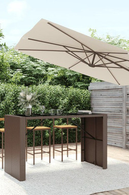 vidaXL 362599 - Bar Table with Glass Top 185x80x110 cm Poly Rattan
