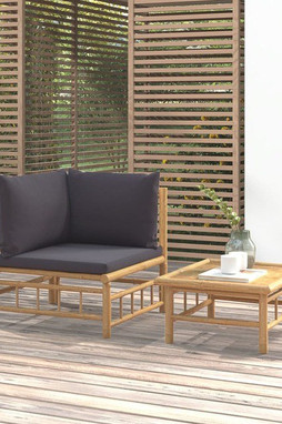 vidaXL 362307 - 2 Piece Garden Lounge Set with Dark Cushions Bamboo