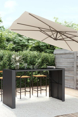 vidaXL 362600 - Bar Table with Glass Top 185x80x110 cm Poly Rattan