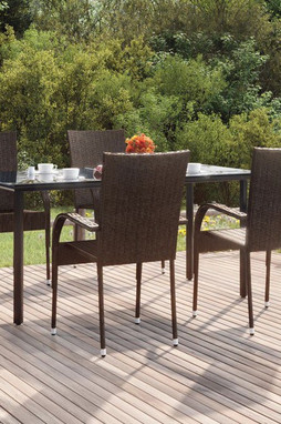 vidaXL 3156660 - 5 Piece Garden Dining Set Poly Rattan