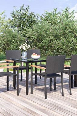 vidaXL 3156681 - 7 Piece Garden Dining Set Poly Rattan