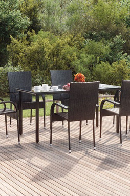 vidaXL 3156657 - 7 Piece Garden Dining Set Poly Rattan