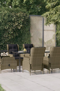 vidaXL 3156799 - 7 Piece Garden Dining Set Poly Rattan