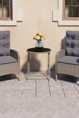 vidaXL 3058538 - 3 Piece Garden Bistro Set Poly Rattan and Glass