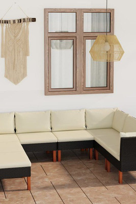 vidaXL 3059741 - 8 Piece Garden Lounge Set with Cushions Poly Rattan