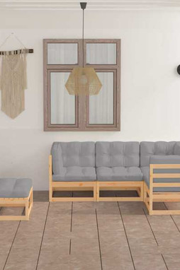vidaXL 3076624 - 5 Piece Garden Lounge Set with Cushions Solid Wood Pine