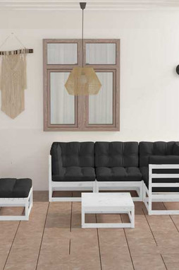 vidaXL 3076630 - 6 Piece Garden Lounge Set with Cushions Solid Wood Pine
