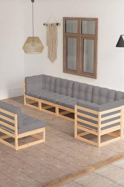 vidaXL 3076664 - 8 Piece Garden Lounge Set with Cushions Solid Wood Pine