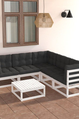 vidaXL 3076780 - 6 Piece Garden Lounge Set with Cushions Solid Wood Pine