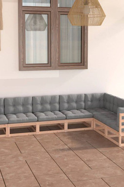 vidaXL 3076794 - 7 Piece Garden Lounge Set with Cushions Solid Wood Pine