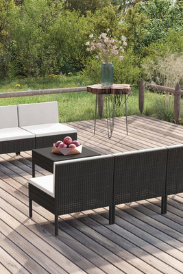 vidaXL 3094320 - 6 Piece Garden Lounge Set with Cushions Poly Rattan