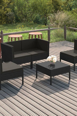vidaXL 3094341 - 5 Piece Garden Lounge Set with Cushions Poly Rattan