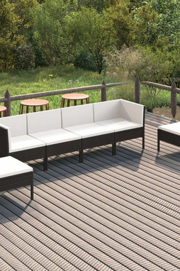 vidaXL 3094348 - 6 Piece Garden Lounge Set with Cushions Poly Rattan