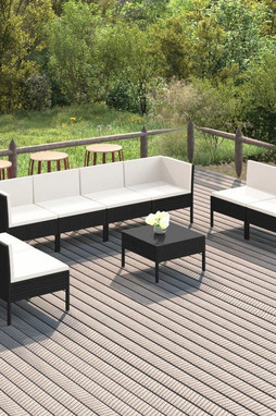 vidaXL 3094360 - 9 Piece Garden Lounge Set with Cushions Poly Rattan