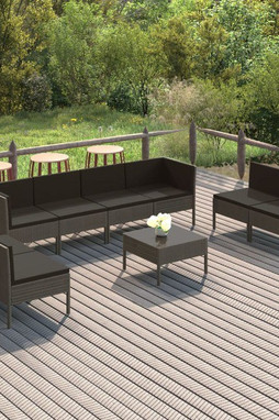 vidaXL 3094362 - 9 Piece Garden Lounge Set with Cushions Poly Rattan