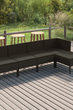 vidaXL 3094369 - 5 Piece Garden Lounge Set with Cushions Poly Rattan