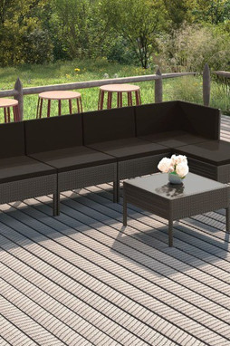 vidaXL 3094374 - 6 Piece Garden Lounge Set with Cushions Poly Rattan