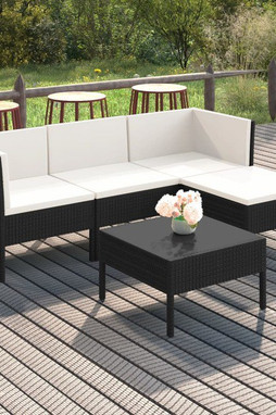 vidaXL 3094376 - 5 Piece Garden Lounge Set with Cushions Poly Rattan