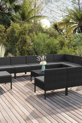 vidaXL 3094453 - 11 Piece Garden Lounge Set with Cushions Poly Rattan