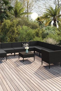 vidaXL 3094521 - 12 Piece Garden Lounge Set with Cushions Poly Rattan