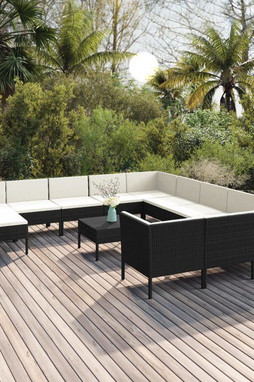 vidaXL 3094528 - 13 Piece Garden Lounge Set with Cushions Poly Rattan