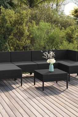 vidaXL 3094537 - 7 Piece Garden Lounge Set with Cushions Poly Rattan