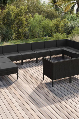 vidaXL 3094625 - 12 Piece Garden Lounge Set with Cushions Poly Rattan