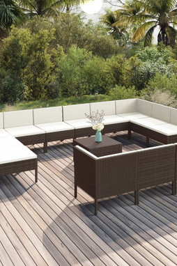 vidaXL 3094627 - 14 Piece Garden Lounge Set with Cushions Poly Rattan