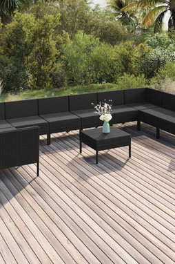 vidaXL 3094633 - 11 Piece Garden Lounge Set with Cushions Poly Rattan