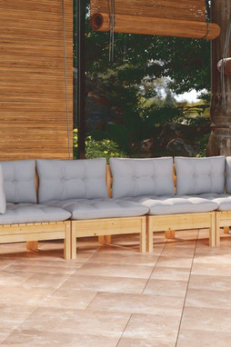 vidaXL 3096147 - 4 Piece Garden Lounge Set with Cushions Solid Pinewood