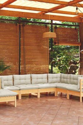 vidaXL 3096719 - 7 Piece Garden Lounge Set with Cushions Solid Pinewood