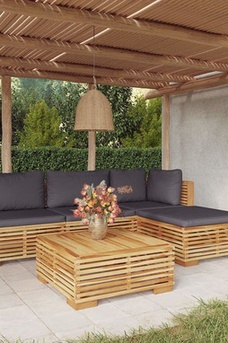 vidaXL 3100856 - 5 Piece Garden Lounge Set with Cushions Solid Teak Wood