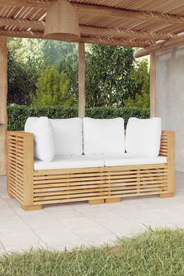 vidaXL 3100863 - Garden Corner Sofas with Cushions 2 pcs Solid Teak Wood