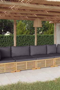 vidaXL 3100868 - 4 Piece Garden Lounge Set with Cushions Solid Teak Wood
