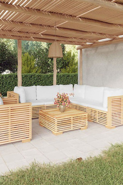vidaXL 3100875 - 7 Piece Garden Lounge Set with Cushions Solid Teak Wood