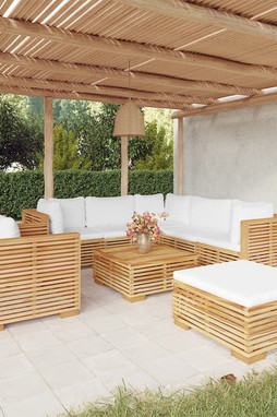 vidaXL 3100877 - 8 Piece Garden Lounge Set with Cushions Solid Teak Wood