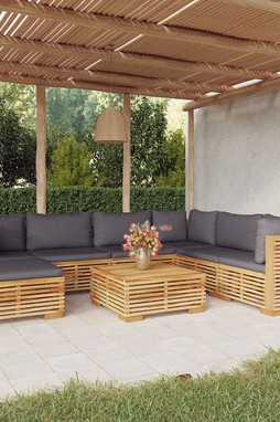 vidaXL 3100880 - 8 Piece Garden Lounge Set with Cushions Solid Teak Wood