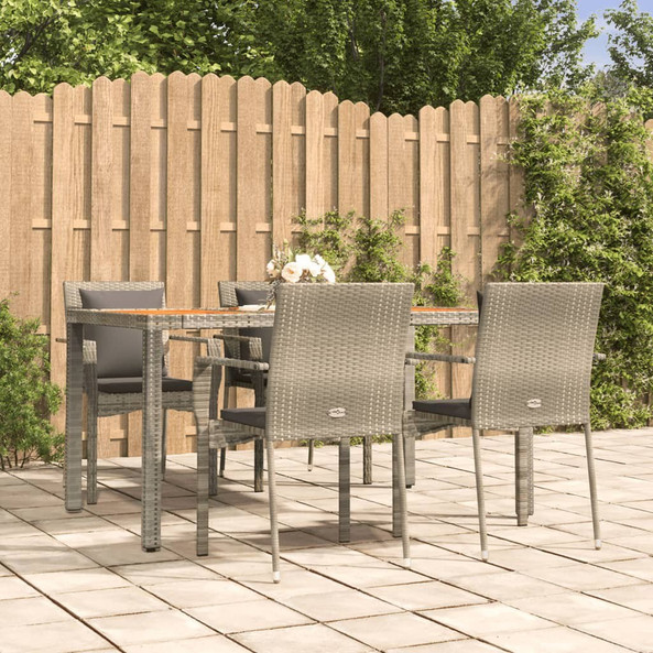 vidaXL 3184971 - 5 Piece Garden Dining Set with Cushions Poly Rattan