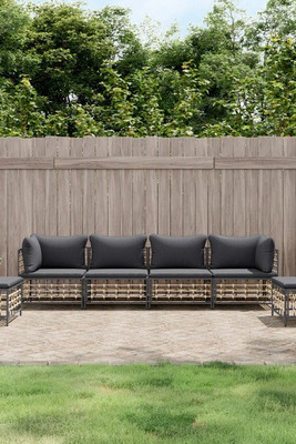 vidaXL 3186721 - 6 Piece Garden Lounge Set with Cushions Poly Rattan