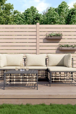 vidaXL 3186740 - Salon de jardin 4 pcs avec coussins anthracite résine tressée