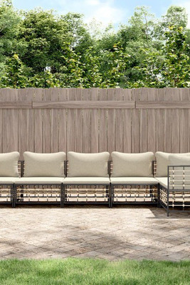 vidaXL 3186754 - Salon de jardin 6 pcs avec coussins anthracite résine tressée