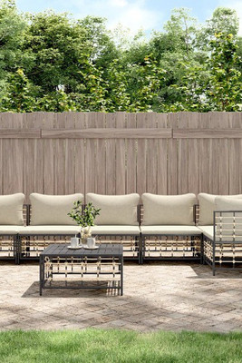 vidaXL 3186756 - Salon de jardin 7 pcs avec coussins anthracite résine tressée