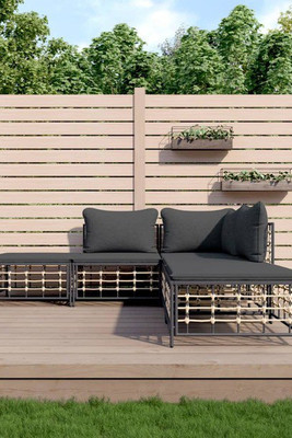 vidaXL 3186761 - Salon de jardin 5 pcs avec coussins anthracite résine tressée