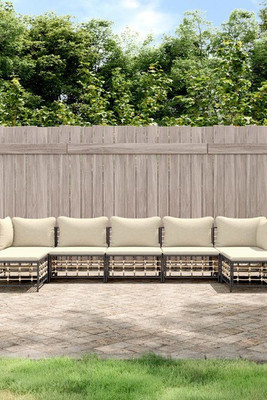 vidaXL 3186782 - Salon de jardin 7 pcs avec coussins anthracite résine tressée